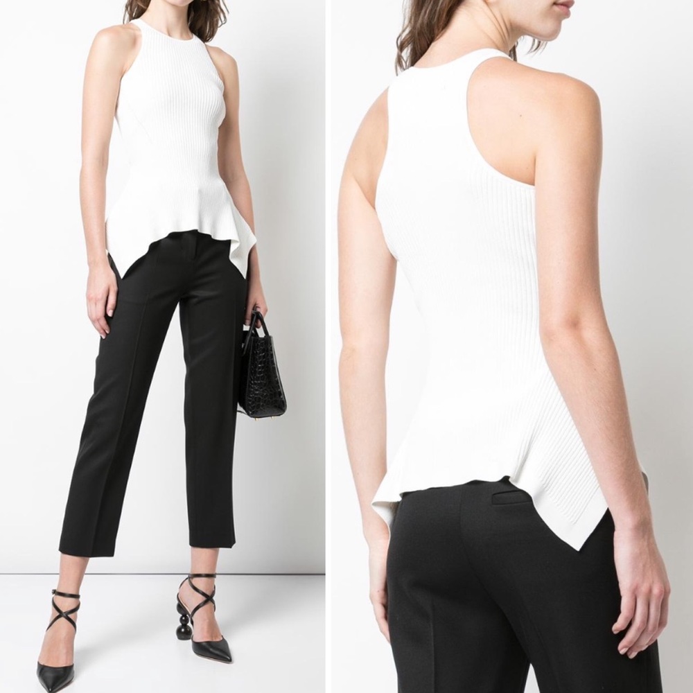 Cinq a Sept Ellen Sleeveless Rib Crepe Knit Peplum Top NWT $225 - Picture 4 of 16